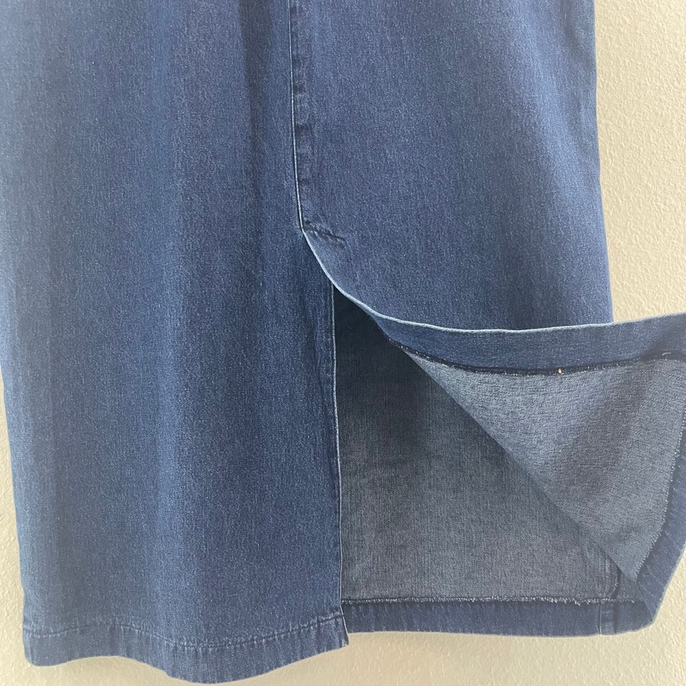 Vtg Lee Long‎ Denim Jean Maxi Skirt XL Back Slit Western Cottagecore Grunge - Picture 10 of 11
